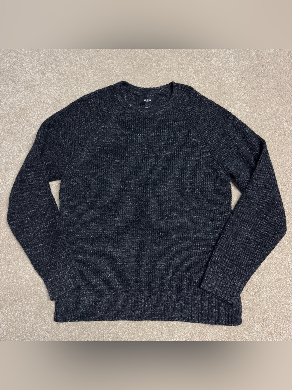 JACK SPADE New York Wool Sweater Men Medium Dark Gray Black Pullover Work Casual